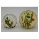 2 Botanical Gems Peetie's Lucite Paperweights