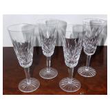4 Waterford Crystal Champagne Flutes 7 1/4'