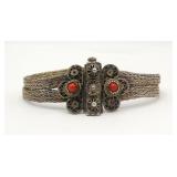 Antique/vintage Sterling Filigree & Coral Bracelet