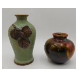 Vintage Studio Pottery & Marble Vase Pair