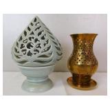 Cermic & Brass Candle Holders