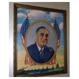 1942 WWII FDR Roosevelt Military Framed Poster