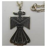 vtg Sterling Silver Hopi Thunderbird Necklace