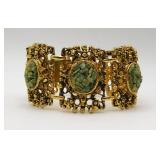 Brutalist Victorian Revival Style Jade Bracelet