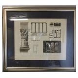 ca 1811 Framed Engraving The Temple of Hercules