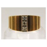 14k Gold & Diamond Trio Band Ring 5.9g