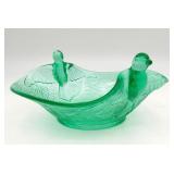 Dugan Diamond Birds in Flight Uranium Glass Bowl