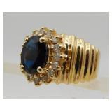 BH Effy 14k Gold Sapphire & Diamond Ring 7g