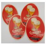 4 Large GIBBONS Beer Window Advertising Decals