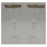 2 Mikasa Jamestown Platinum Crystal Goblets