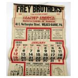 1930 Frey Brothers Store Calender WilkesBare