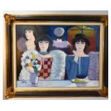 Charles Levier Signed Oil on Canvas Tea Time 39x49