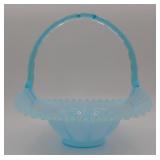 Fenton Aqua Blue Art Glass Basket 10"