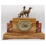 French Art Deco Marble Greyhound Clock Sculpture