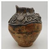Domar Israel Pottery & Sterling Overlay Vase
