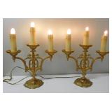 vtg Gilded Electric Candelabra Lamps