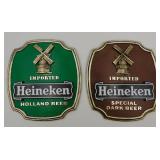 2 vtg Heineken Beer Advertising Plaque Signs
