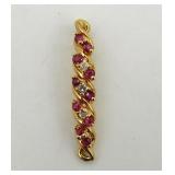 14k Gold Diamonds & Ruby Pendant 1.5g