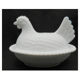 Indiana Glass Milk Glass Hen on Nest