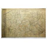 1893 Railroad Map of Pennsylvania Sutton Wall 57"