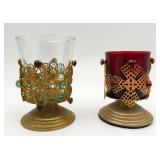 2 Mid Century Jewels Filigree Church Alter Votives
