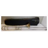 J W York & Sons Silver Plated Trombone & Case