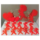16 vtg Melted Popcorn Plastic Valentines Cupids