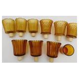 10 Vintage Amber Church Votive Candle Holders