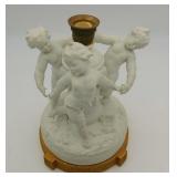 Porcelain Bisque Dancing Cherubs Candlestick
