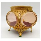 French Ormolu Filigree Jewelry Trinket Box