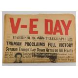V-E DAY Harrisburg Telegraph May 8 1945 Newspaper