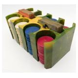 Mid Century Bakelite Catalin Poker Chips & Caddy