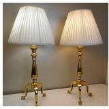 2 Brass Andiron Style Table Lamps