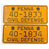 Penna Civil Defense Luzurne Co. Licene Plates