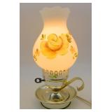 vtg Hand Painted Floral Milk Glass Boudoir Lamp