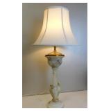Art Deco Carved Alabaster Sculpted Birds Lamp