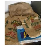 Three Burlap Bags, One Onion Bag