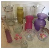 Thirteen Flower Vases with Pink & Purple