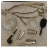 Vintage Suspenders, Shoe Horns, Pipe Items, Knife