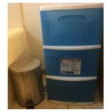 3 Drawer Sterilite Cabinet & Small Trash Can