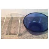 Fire King Loaf Pan, Anchor 2.5 Qt Blue Bowl