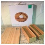 Bamboo Serving Tray, Cutting Board, 2 Wood Boxes