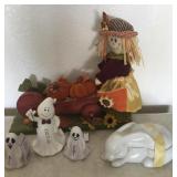 Halloween Decor With Ceramic Bunny Dish