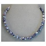 Multi Color Bead Necklace - Sterling Silver Cones