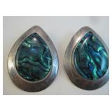 Sterling Silver & Abalone Earrings - Hallmarked
