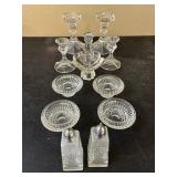 Assorted Glass Candle Holders and Salt & Pepper