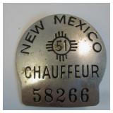 Vintage New Mexico Chauffeur Badge #58266