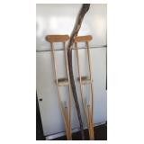Wood Crutches and Walking Stick