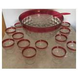 Whitehall Ruby Glass Punch Bowl Set