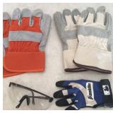 Two Pair Work Gloves, Baseball Glove, Goggles
